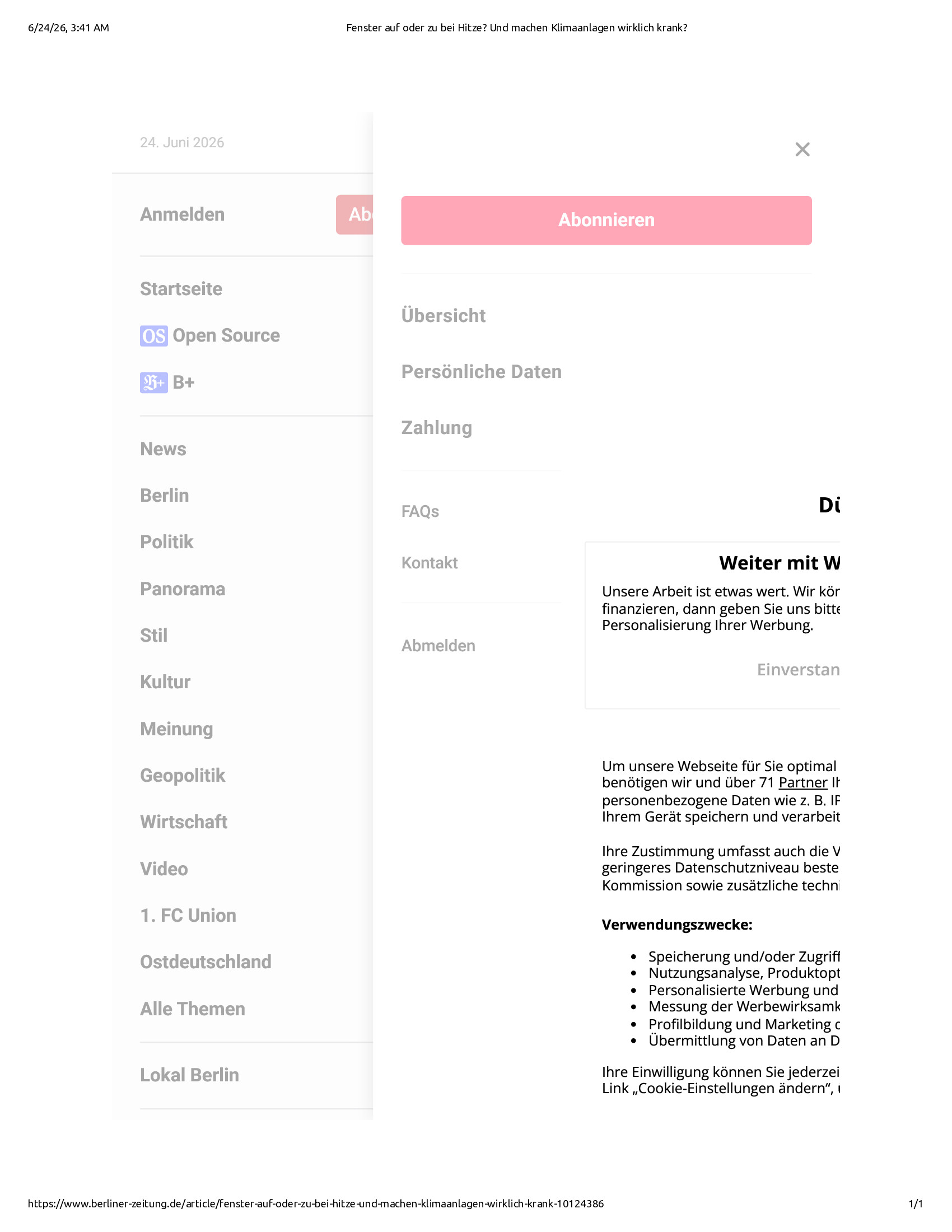 Native browser print preview