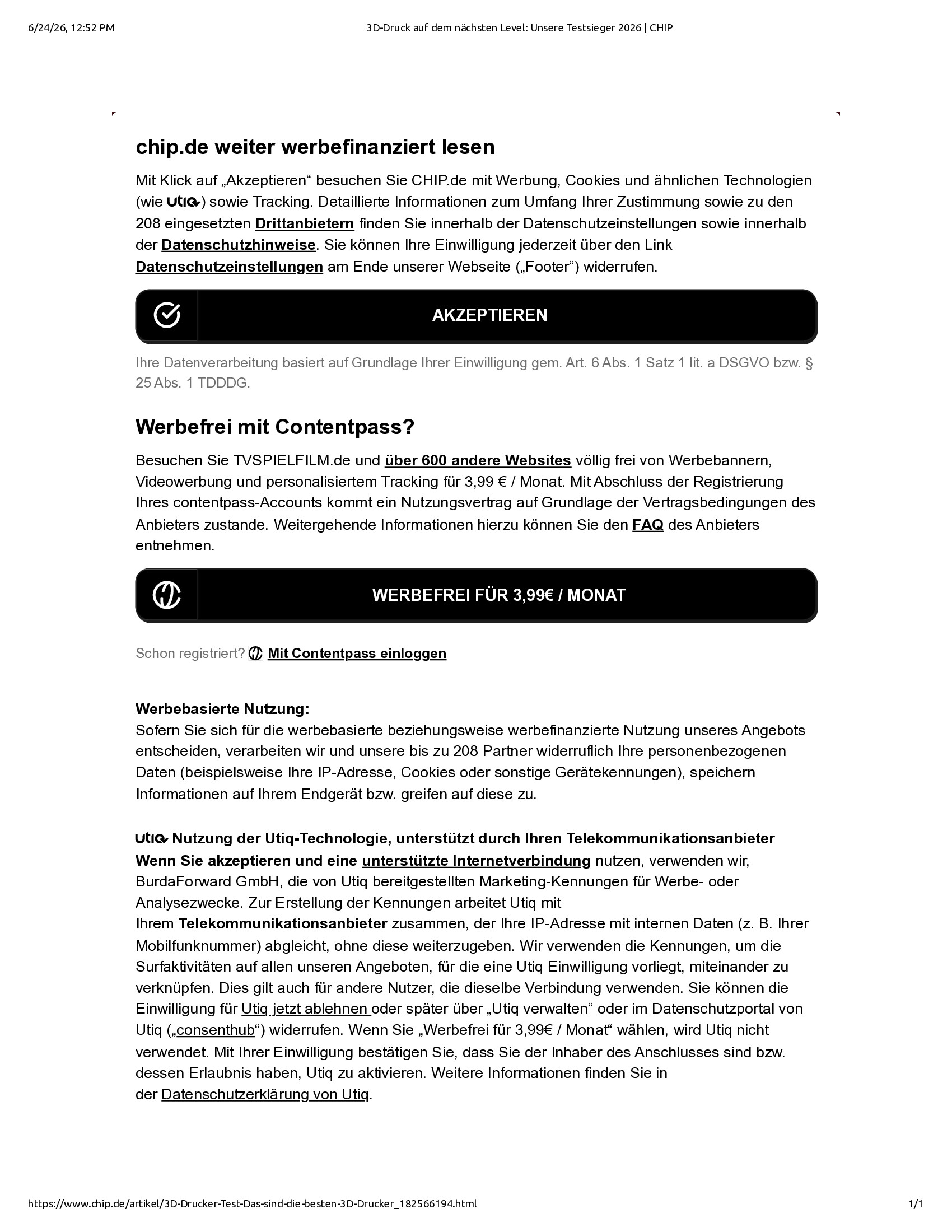 Native browser print preview