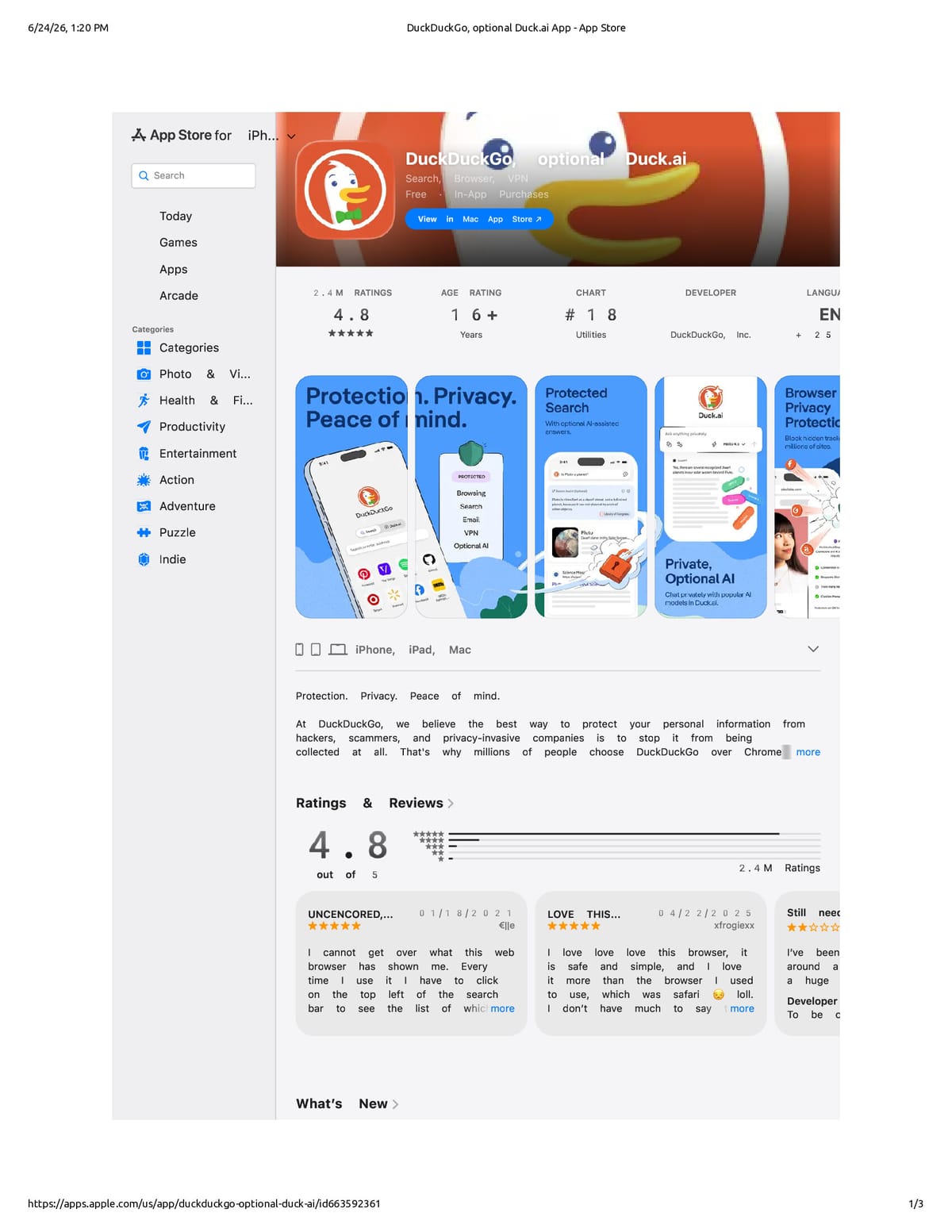 Native browser print preview