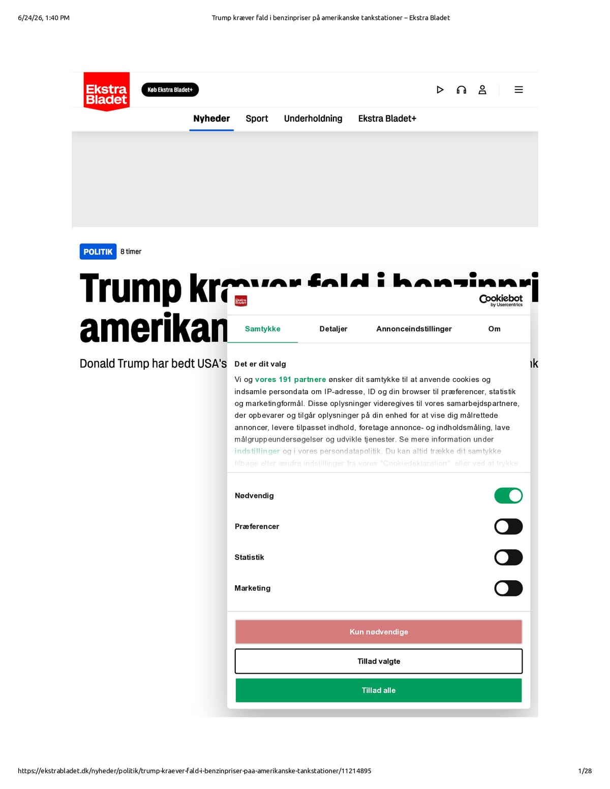Native browser print preview
