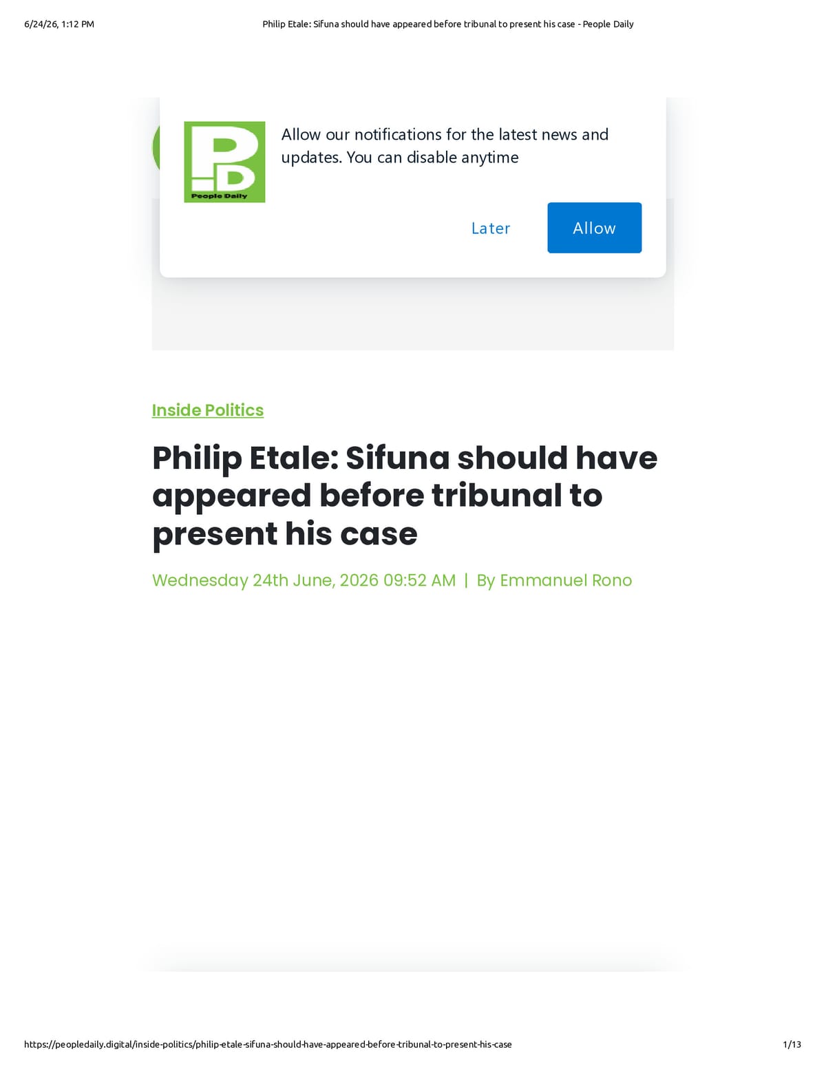 Native browser print preview