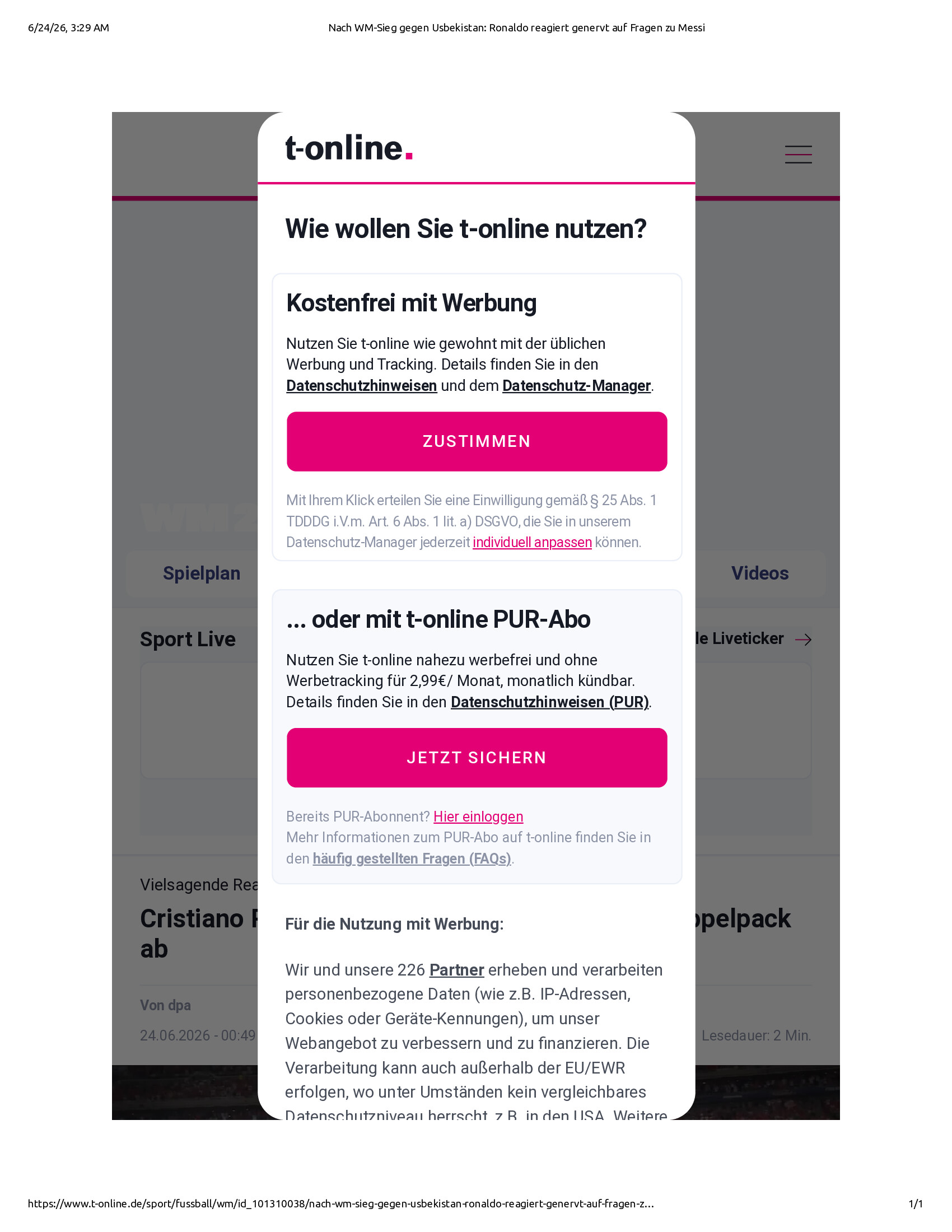 Native browser print preview
