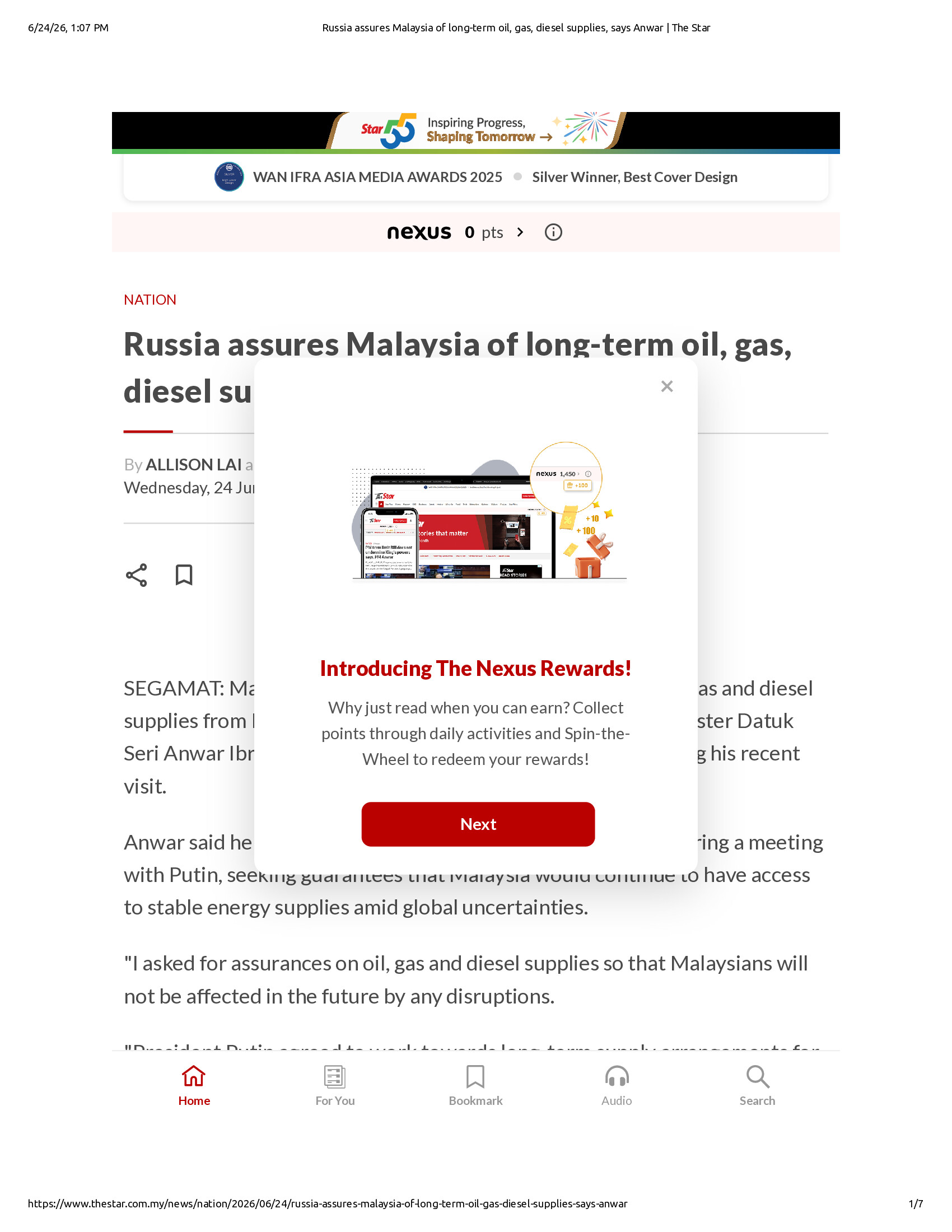 Native browser print preview